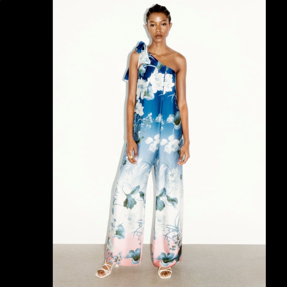 Zara jumpsuit asymmetrical print dress